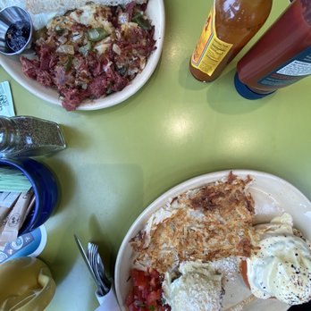 Snooze, an A.M. Eatery - Corned beef hash (above) and combo Benedict (below) - Breakfast & Brunch Near Me - Orange, California Snooze, an A.M. Eatery - Corned beef hash (above) and combo Benedict (below) - Breakfast & Brunch Near Me - Orange, California