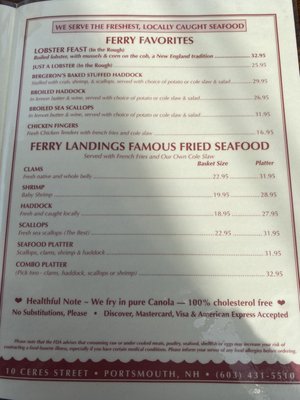 Menu photo 6 Old Ferry Landing Portsmouth, NH