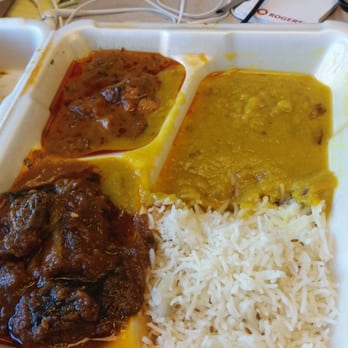 Maja Indian Cuisine - Vegetarian thali - dal, paneer Masada,  and stewed eggplant with rice and Naan. Tons of food and came to $9.03 after tax - Indian Near Me - Toronto, Ontario
