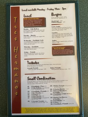 Menu photo 5 Tres Hermanos Marysville, WA
