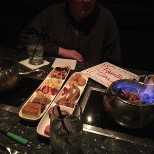 Photo of The Melting Pot - Buffalo, NY, United States. Flaming turtle chocolate and dippers!