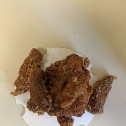 KFC - Burnt chicken thigh. But you can't recognize it because it is a blob of burnt. Also burnt chicken strips.