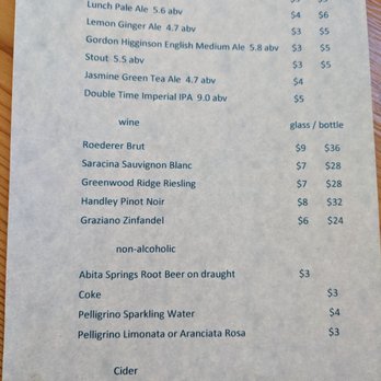 Overtime Brewing - Menu as of 6/23/18. - Brewpubs Near Me - Fort Bragg, California