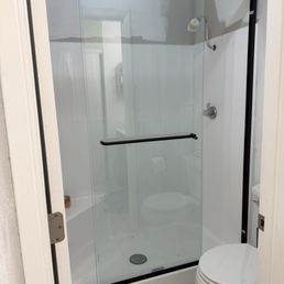 1/4 glass sliding shower door with matte black hardware 1/4 glass sliding shower door with matte black hardware