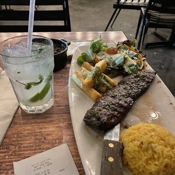Sofrito Latin Cafe - Churrasco, Yellow Rice, Black beans, Sweet Plantains, salad and mojito - Latin American Near Me - Orlando, Florida Sofrito Latin Cafe - Churrasco, Yellow Rice, Black beans, Sweet Plantains, salad and mojito - Latin American Near Me - Orlando, Florida