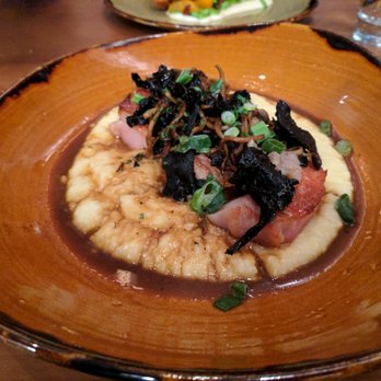 TRACE - Pork loin with polenta. The mushrooms were yummy. But the pork was a bit salty and tough. - Breakfast & Brunch Near Me - San Francisco, California TRACE - Pork loin with polenta. The mushrooms were yummy. But the pork was a bit salty and tough. - Breakfast & Brunch Near Me - San Francisco, California