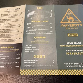 Fast Eddy's Quick Mideast - Menu - June 2026 - Middle Eastern Near Me - Jacksonville, Florida