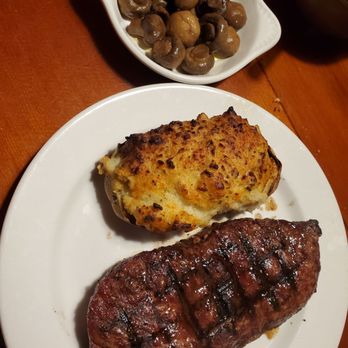 Cattlemens - NY steak with twice baked potato + mushrooms yummmm - Seafood Near Me - Dixon, California
