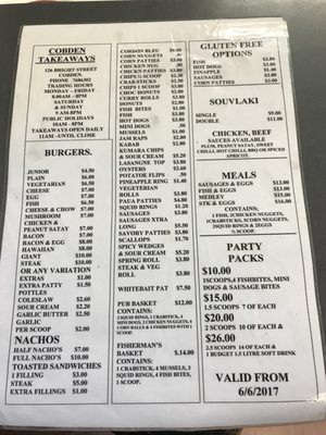 Menu photo 1 Cobden Takeaways Greymouth, WTC