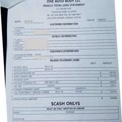 One Auto Body, LLC - Avoid this shop!! Overcharged for storing my car for 4 days. Charged me $191.92 for towing my car 1 mile when he drove my car to his shop!
