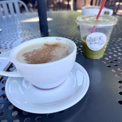 Lola's Cafe - Latte - Chai Turmeric and cold pressed juice