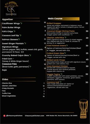 Menu photo 1 Chauncy’s Kitchen Stone Mountain, GA Menu photo 1 Chauncy’s Kitchen Stone Mountain, GA