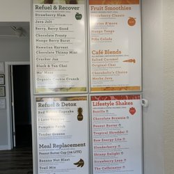 Absolute Wellness - Signs for all smoothies based on color categories.