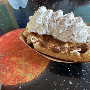 Seabrook Waffle Company - My special waffle on a space themed table - Coffee & Tea Near Me - Seabrook, Texas