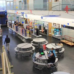 The upper school wing has modern architecture, spacious classrooms, common areas, and tons of light.