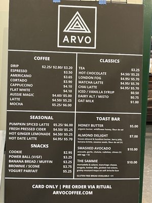 Menu photo 2 Arvo Coffee Toronto, ON Menu photo 2 Arvo Coffee Toronto, ON