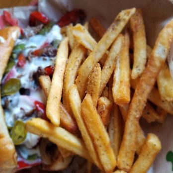 Chili's - Steak sandwich is a lot of food. Bell and jalapeno peppers, american cheese. - Bars Near Me - Warwick, Rhode Island