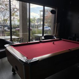 Pool table and lake views
