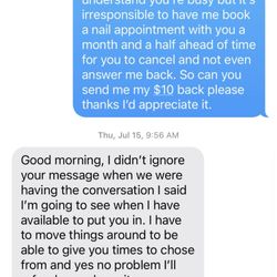 Roxxy’s Glam Bar - Text saying she giving me deposit and never did.