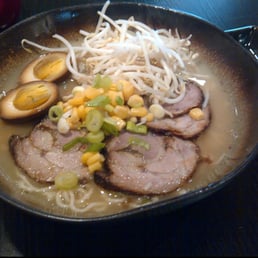 House special ramen with BBQ pork, seasoned hard boiled egg, bean sprouts, corn and green onions. House special ramen with BBQ pork, seasoned hard boiled egg, bean sprouts, corn and green onions.