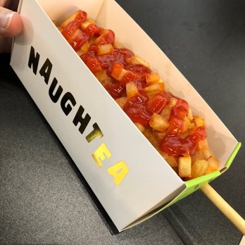 Naughtea - Potato Fries corn dog with ketchup - Bubble Tea Near Me - Ankeny, Iowa