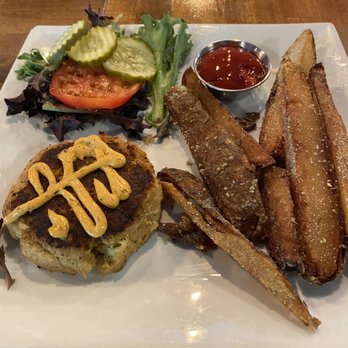 Kane’s Cattle - Fried homemade crab cake,house remoulade, with the best in town steak fries. - Steakhouses Near Me - Crystal River, Florida Kane’s Cattle - Fried homemade crab cake,house remoulade, with the best in town steak fries. - Steakhouses Near Me - Crystal River, Florida