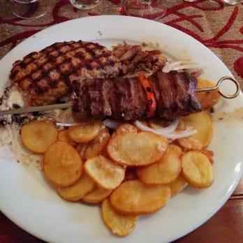 Syrtaki - Beef skewer and cheese beef with garlic potatoes. Forgot to take the picture and started eating already :) - Greek Near Me - Berlin, BE