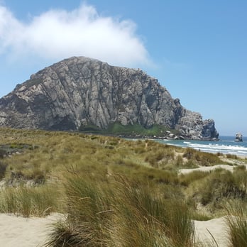 Morro Bay Rock - View of the rock from the sand dunes behind the beach - Beaches Near Me - Morro Bay, California Morro Bay Rock - View of the rock from the sand dunes behind the beach - Beaches Near Me - Morro Bay, California