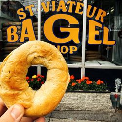 Getting these bagels (this one is rosemary)