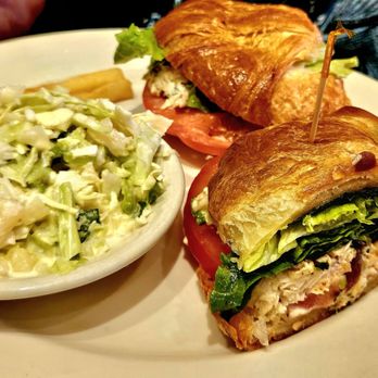 The Black Cow Cafe - Chicken croissant sandwich with Hawaiin Cole Slaw - New American Near Me - Montrose, California
