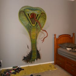 Murals by Nora - glow in the dark Cobra mural, boys room