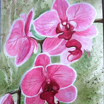 The Pasadena Atelier Art Studio - Watercolor orchid with white acrylic lining - Art Schools Near Me - Pasadena, California The Pasadena Atelier Art Studio - Watercolor orchid with white acrylic lining - Art Schools Near Me - Pasadena, California