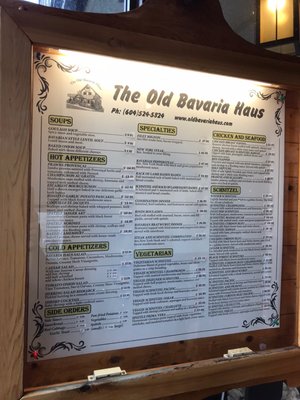 Menu photo 1 The Old Bavaria Haus New Westminster, BC Menu photo 1 The Old Bavaria Haus New Westminster, BC