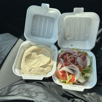 Al Madina Grill - Hummus and side salad - Halal Near Me - Cincinnati, Ohio
