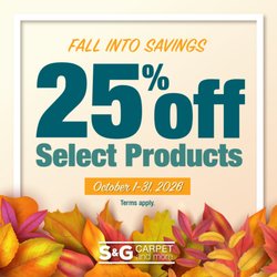 S&G Carpet and More - San Jose - Fall into Savings - 25% Off Select Flooring