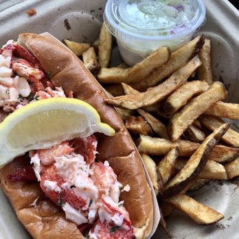 Cajun's Snack Bar - Cold lobster roll, fries and coleslaw - Seafood Near Me - Lowell, Vermont