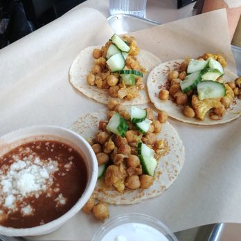 Rocket Taco - Turmeric chickpea and cauliflower tacos with fresh cream and smokey beans - Tacos Near Me - Seattle, Washington Rocket Taco - Turmeric chickpea and cauliflower tacos with fresh cream and smokey beans - Tacos Near Me - Seattle, Washington