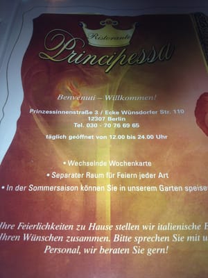 Menu photo 2 Ristorante Principessa Berlin, BE Menu photo 2 Ristorante Principessa Berlin, BE