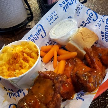 Central BBQ - Wings with honey gold sauce and a side of Mac & Cheese - Barbeque Near Me - Memphis, Tennessee Central BBQ - Wings with honey gold sauce and a side of Mac & Cheese - Barbeque Near Me - Memphis, Tennessee