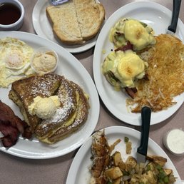 french toast, chicken kabob, eggs benedict french toast, chicken kabob, eggs benedict