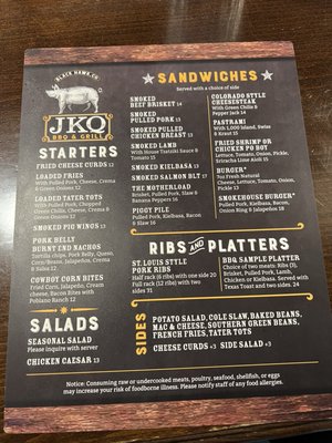Menu photo 1 JKQ BBQ Blackhawk, CO