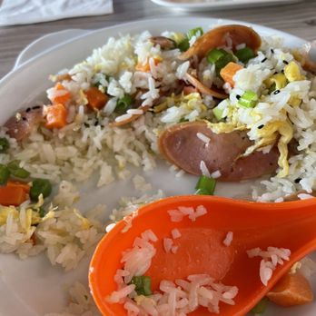 Bun World - Sausage fried rice on a shallow plate. - Chinese Near Me - Anaheim, California Bun World - Sausage fried rice on a shallow plate. - Chinese Near Me - Anaheim, California