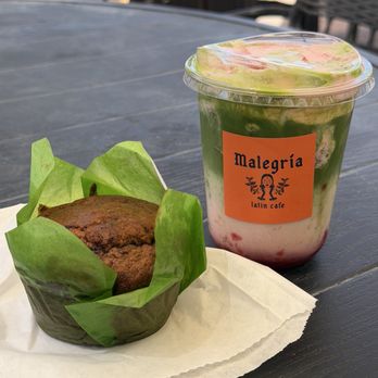 Malegria Cafe - Strawberry Matcha Latte + Banana Chocolate Chip Muffin - Mexican Near Me - Phoenix, Arizona Malegria Cafe - Strawberry Matcha Latte + Banana Chocolate Chip Muffin - Mexican Near Me - Phoenix, Arizona