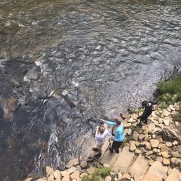 Trout fishing from back yard of property