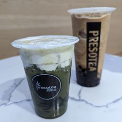 Presotea - Matcha Salty Cheese and Vietnamese Coffee bubble tea