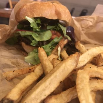 Evolution Fast Food - Chimichurri sandwich with a side of fries - Vegetarian Near Me - San Diego, California Evolution Fast Food - Chimichurri sandwich with a side of fries - Vegetarian Near Me - San Diego, California