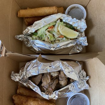 Elsie's Egg Rolls - Pork adobo and pancit with three pork lumpia's each - Filipino Near Me - Hutto, Texas Elsie's Egg Rolls - Pork adobo and pancit with three pork lumpia's each - Filipino Near Me - Hutto, Texas