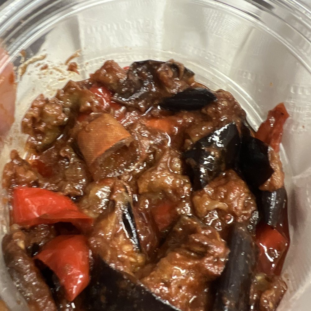 Lebanese Eggplant & Red Pepper with a used bandaid.