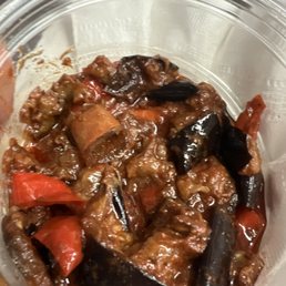 Lebanese Eggplant & Red Pepper with a used bandaid.