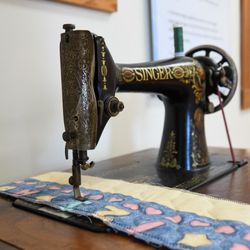 Sewing machine on display.